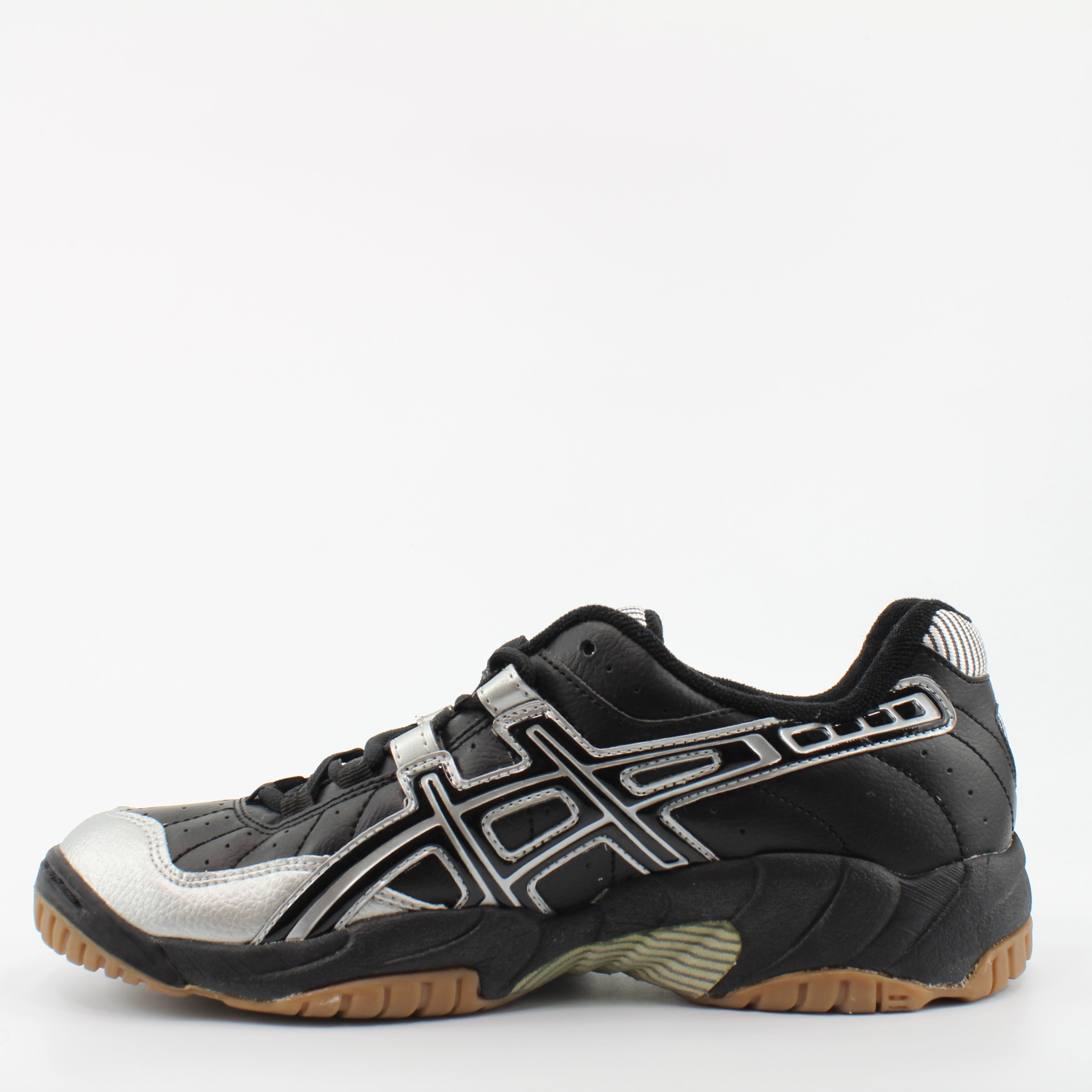 Asics Gel Power Play Black Leather Mens Lace Up Trainers EJ212 9090