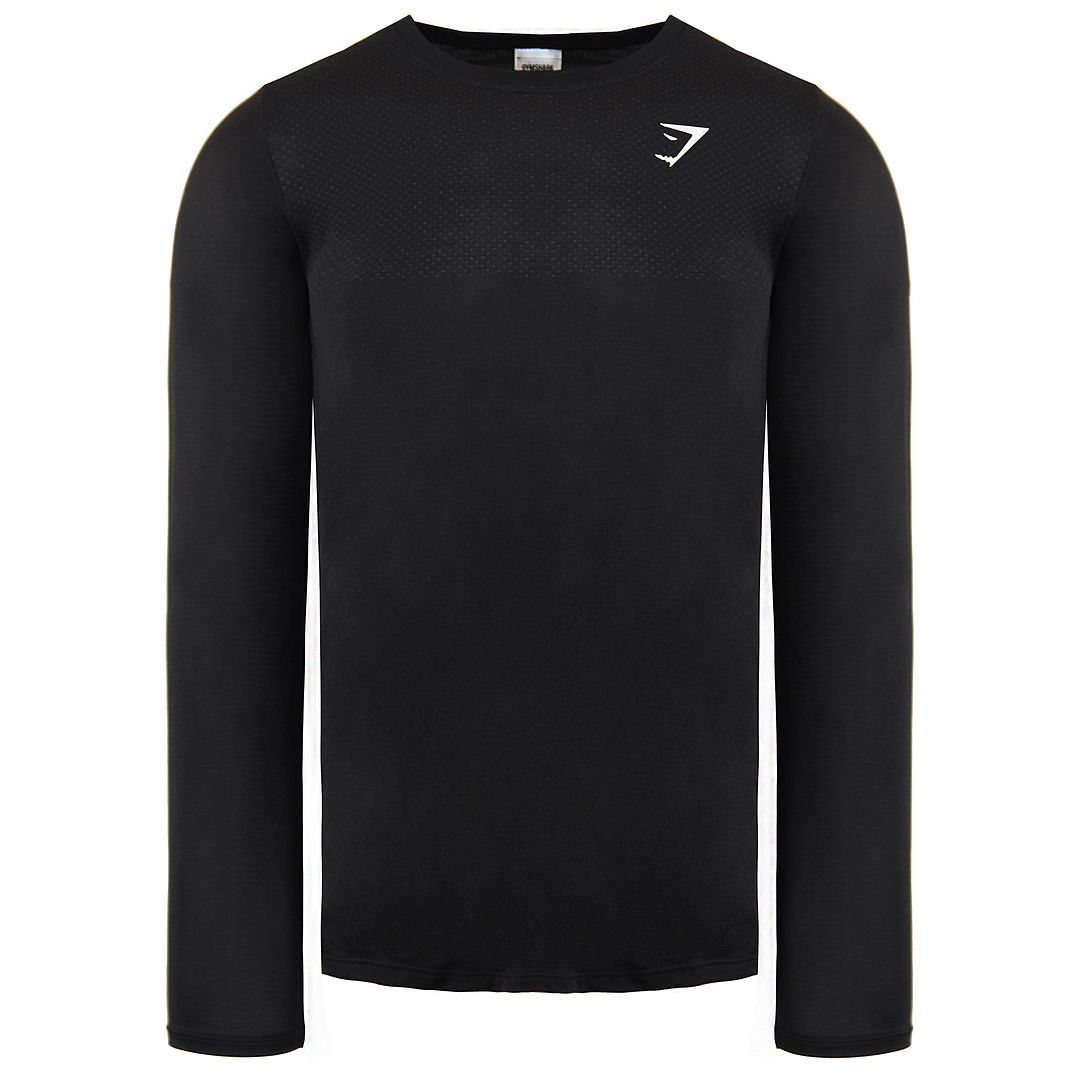 Gymshark Long Sleeve Crew Neck Mens Black Vital Top