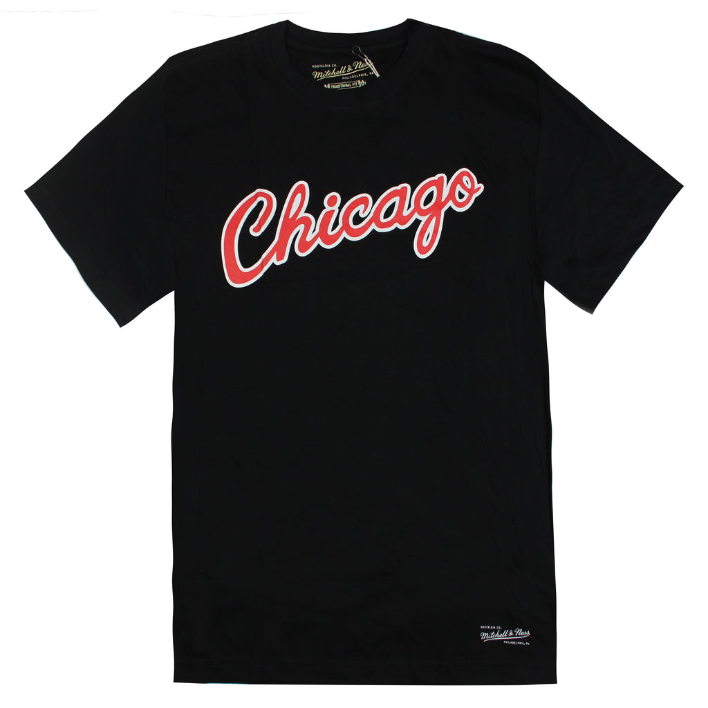 Mitchell & Ness Chicago Bulls Wordmark Mens T-Shirt