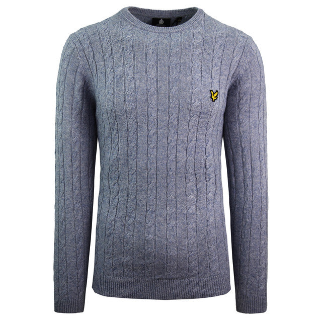 Lyle & Scott Cable Knitted Mens Blue Sweater