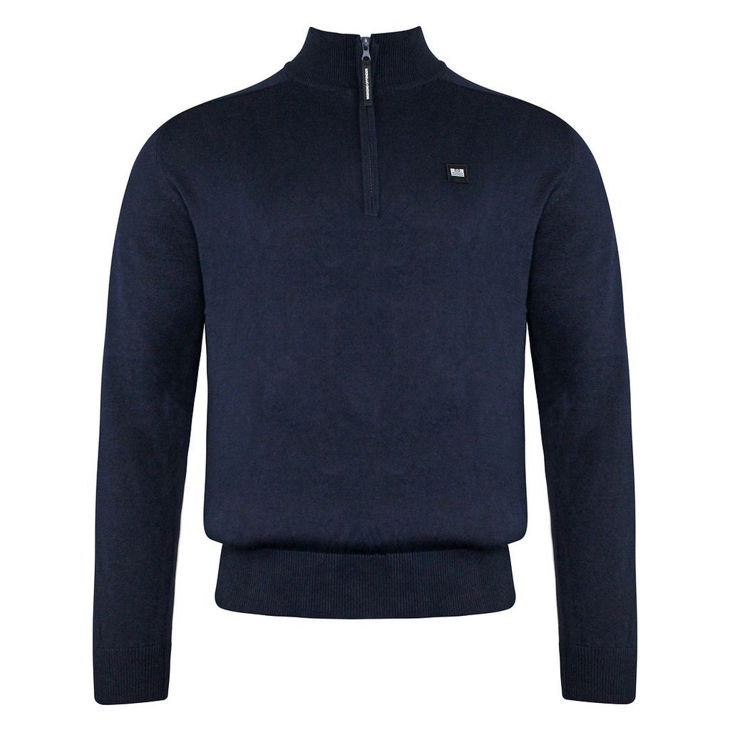 Weekend Offender Long Sleeve Natal Zip Neck Navy Mens Sweater KWAW2012 NAVY