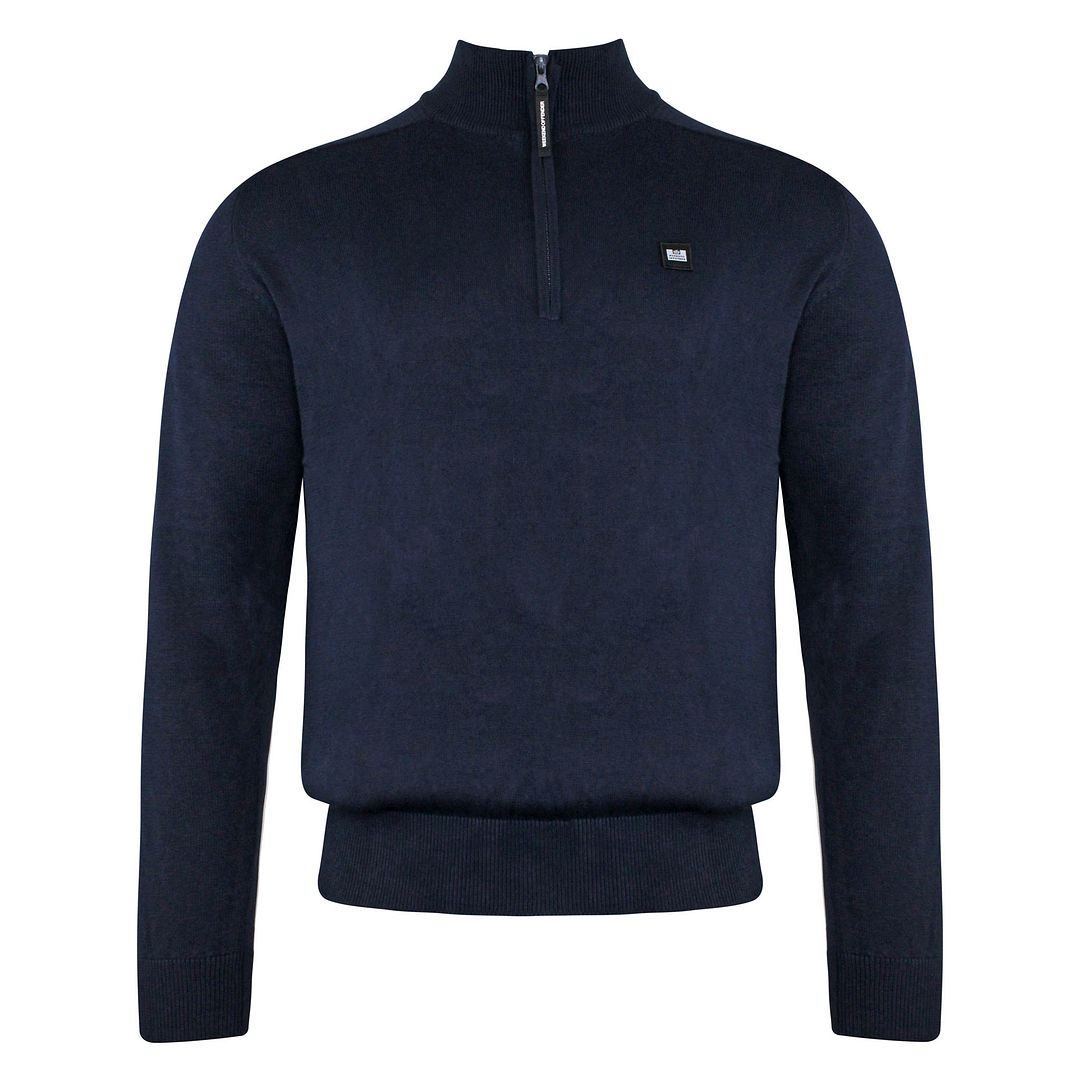 Weekend Offender Long Sleeve Natal Zip Neck Navy Mens Sweater KWAW2012 NAVY