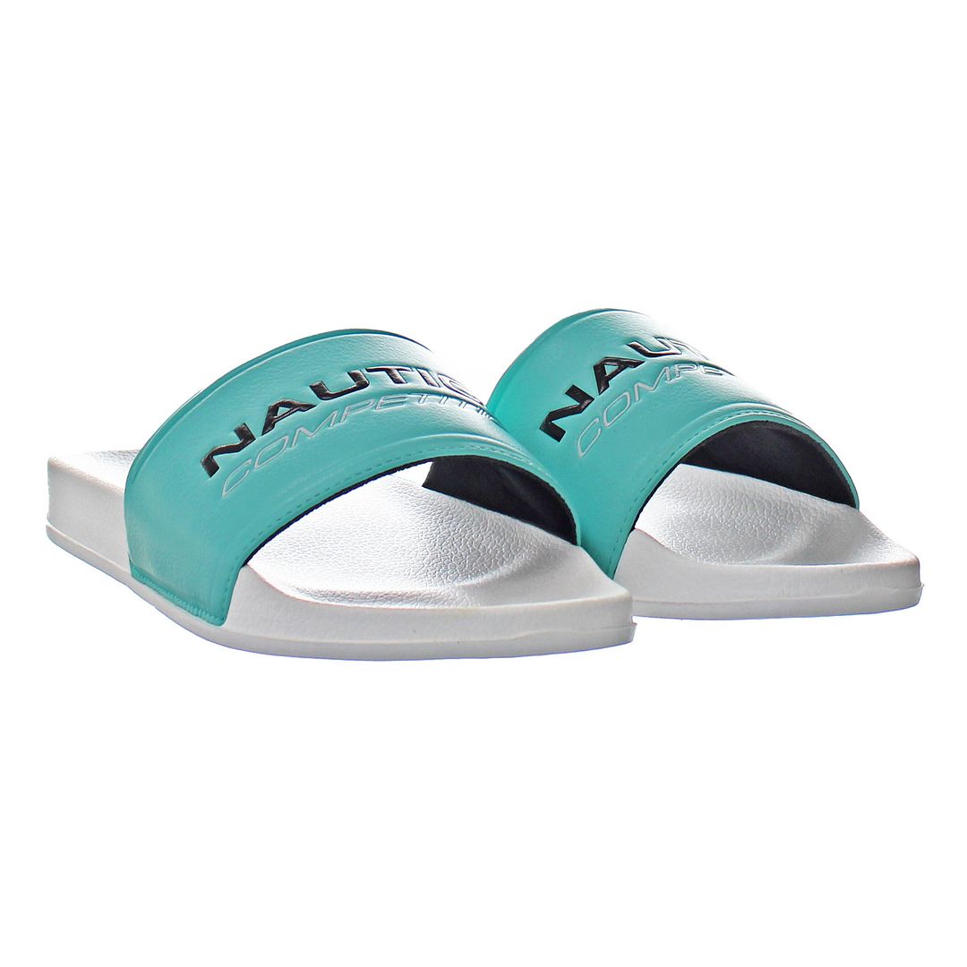 Nautica Grappo Mens Blue/White Sliders