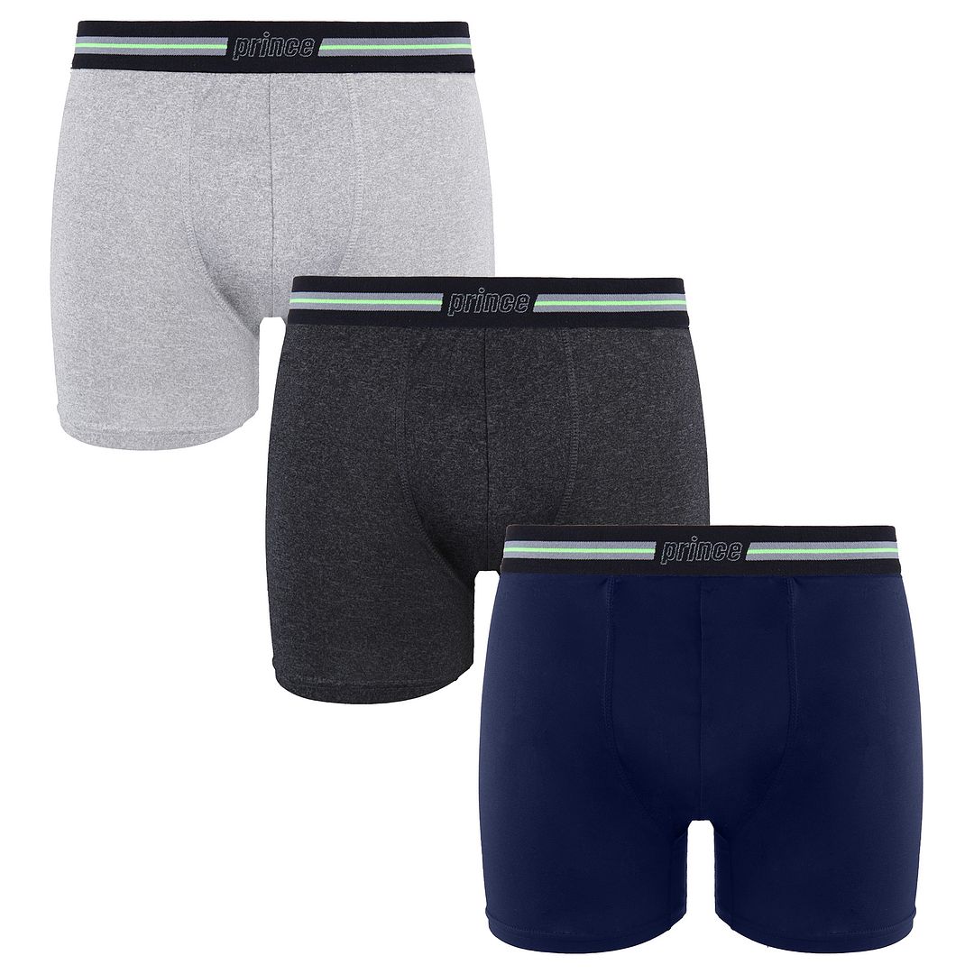 Prince Performance Range 3-Pack Black/Grey/Navy Mens Boxer Shorts