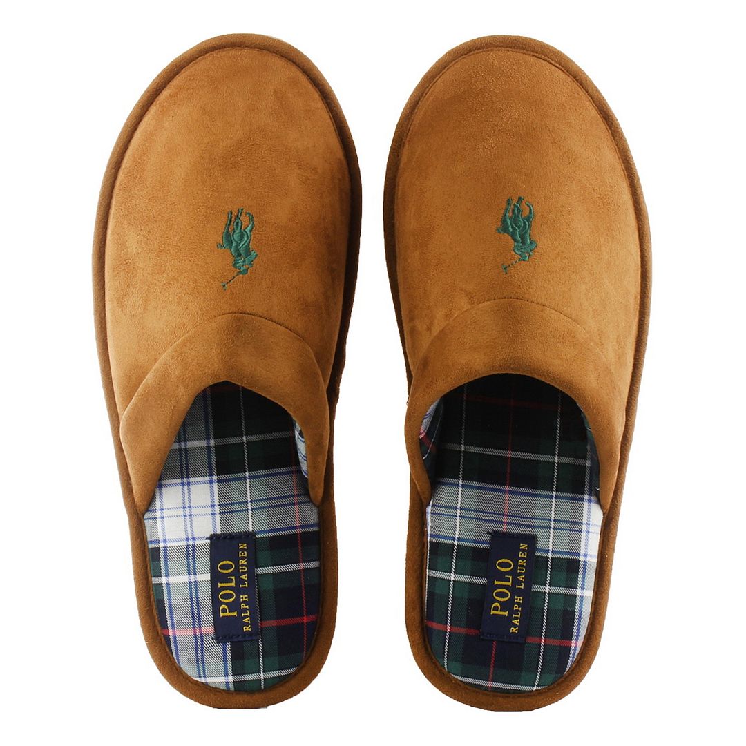 Ralph Lauren Snuff Plaid Brown Mens Slippers