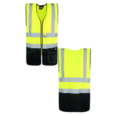 Dickies Two Tone Hi-Vis Technical Waistcoat Yellow Navy Mens Workwear Vest SA22021 YELLOW NAVY