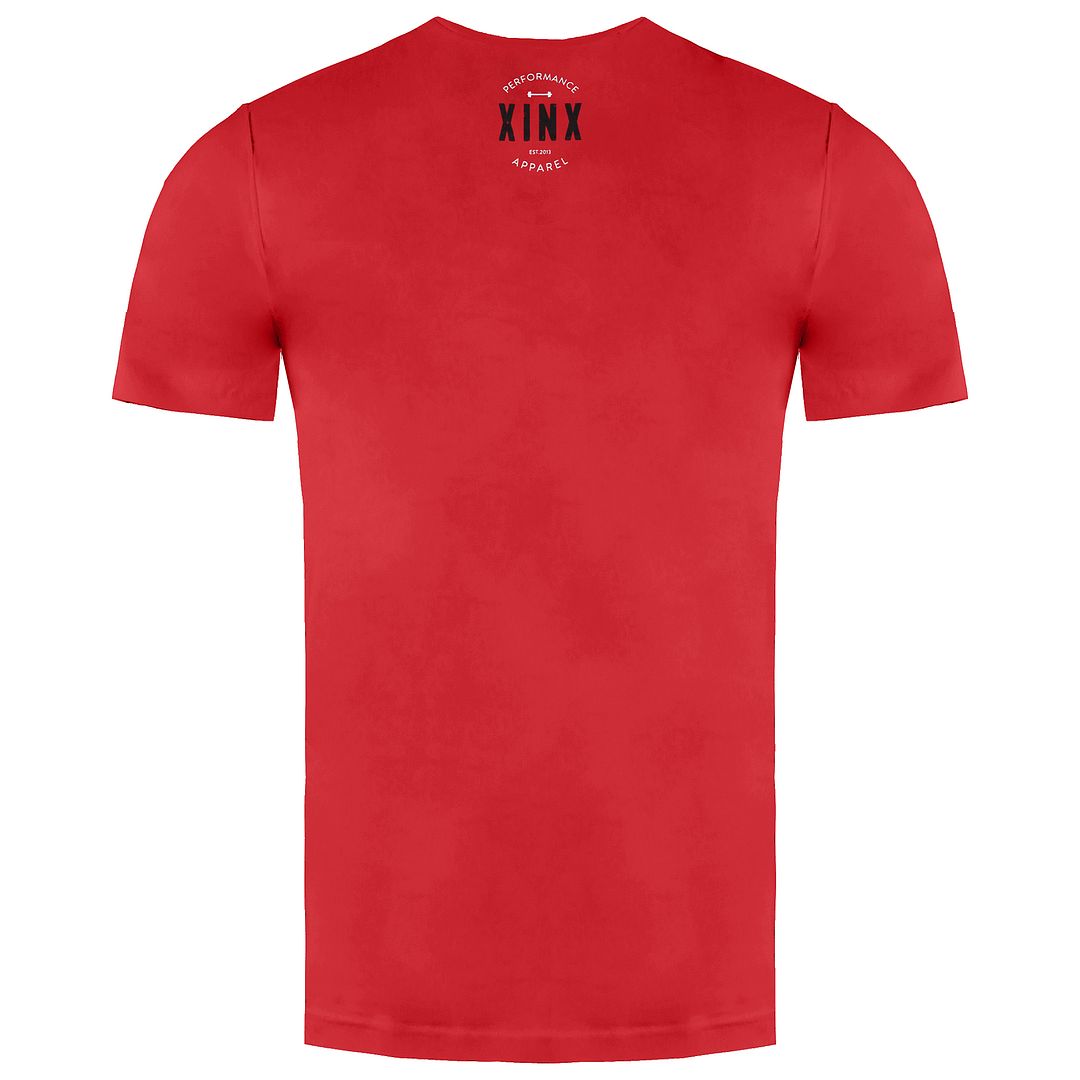 Xinx Short Sleeve Crew Neck Graphic Logo Red Mens T-Shirt VIP010M Red Black