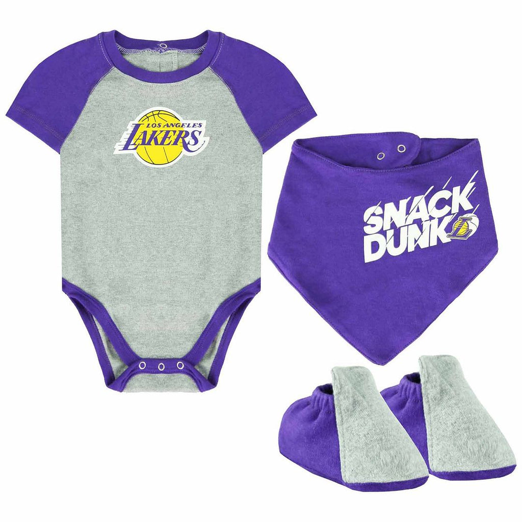 NBA Los Angeles Lakers Newborn 3-Piece Creeper Bib And Bottie Set