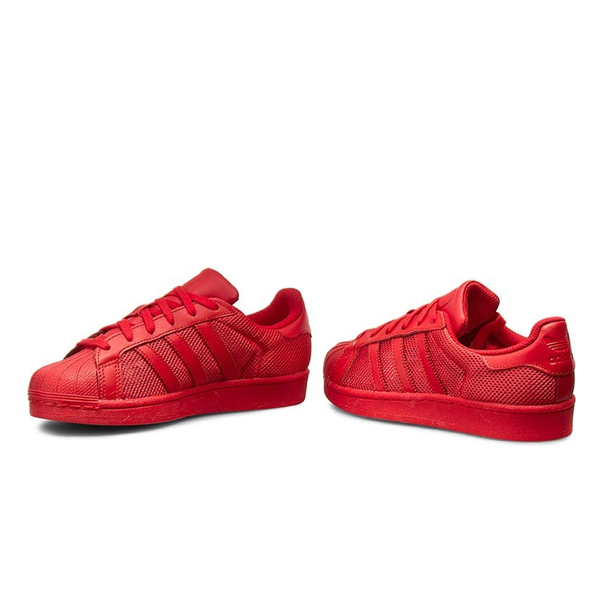 Adidas Superstar Lace Up Red Synthetic Mens Trainers B42621