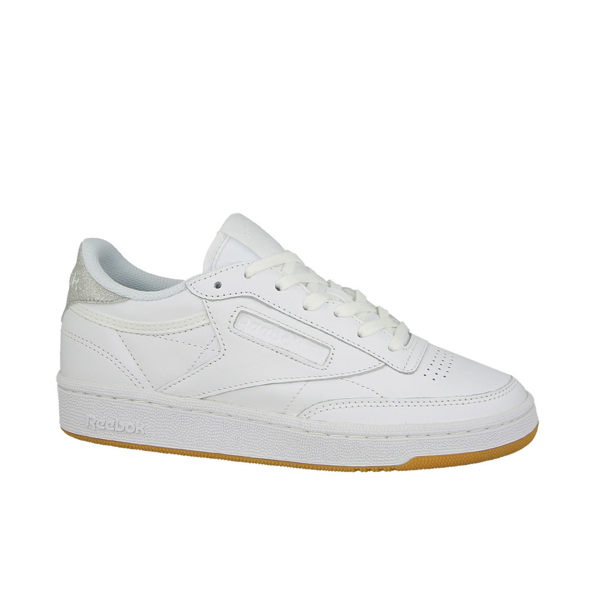 Reebok Club C 85 Diamond Lace-Up White Smooth Leather Womens Trainers BD4427