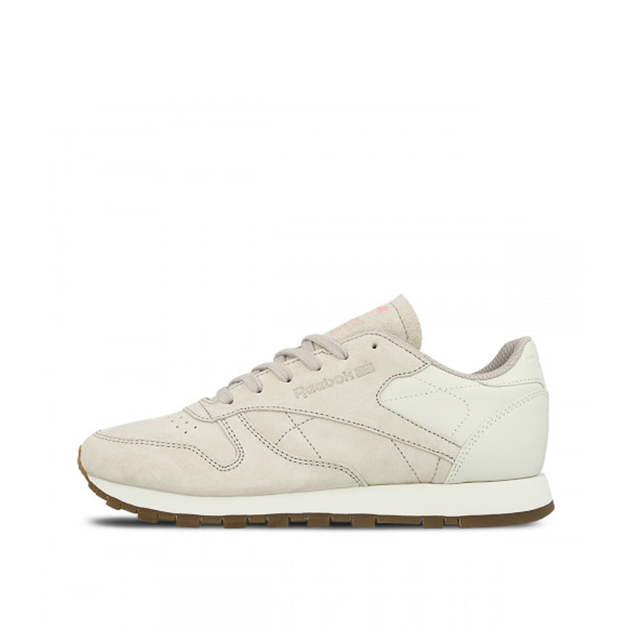 Reebok Classic EB Lace-Up Beige Smooth Leather Womens Trainers BS5112