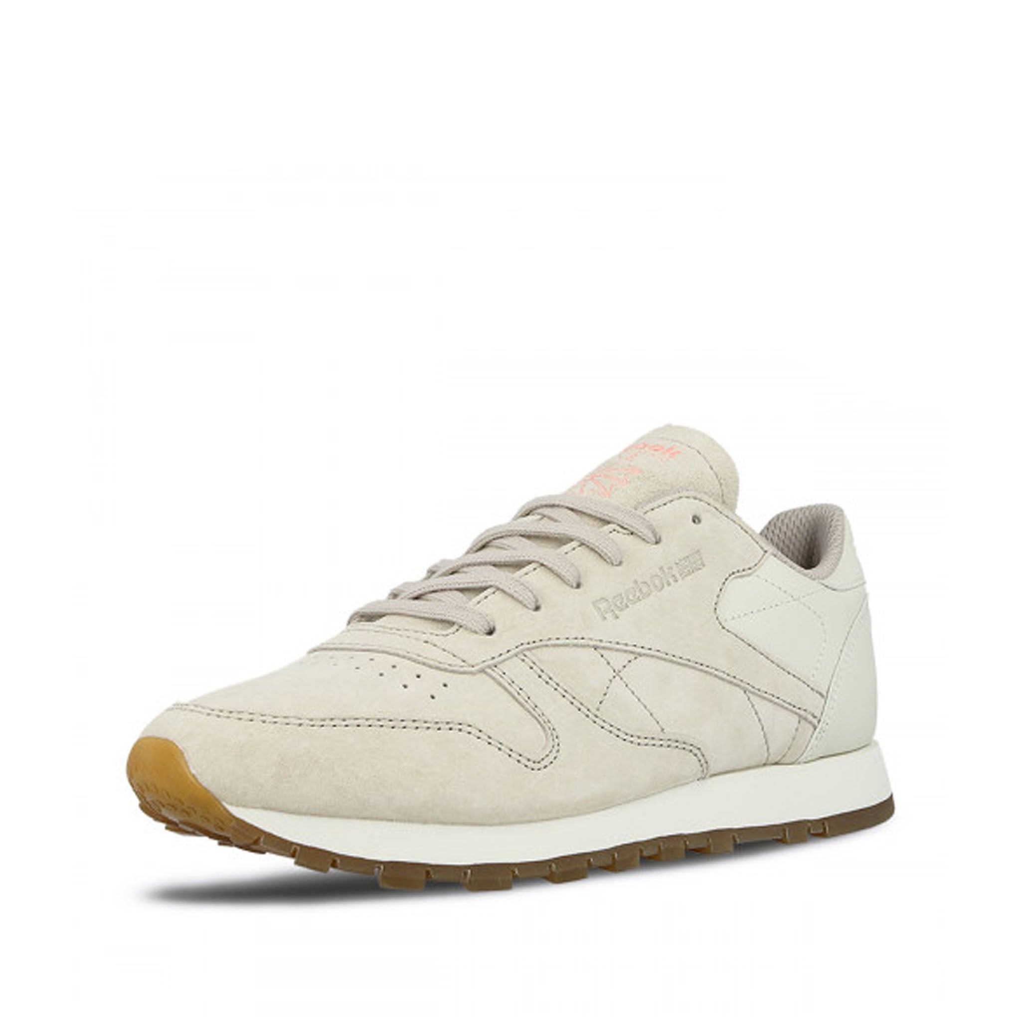 Reebok Classic EB Lace-Up Beige Smooth Leather Womens Trainers BS5112