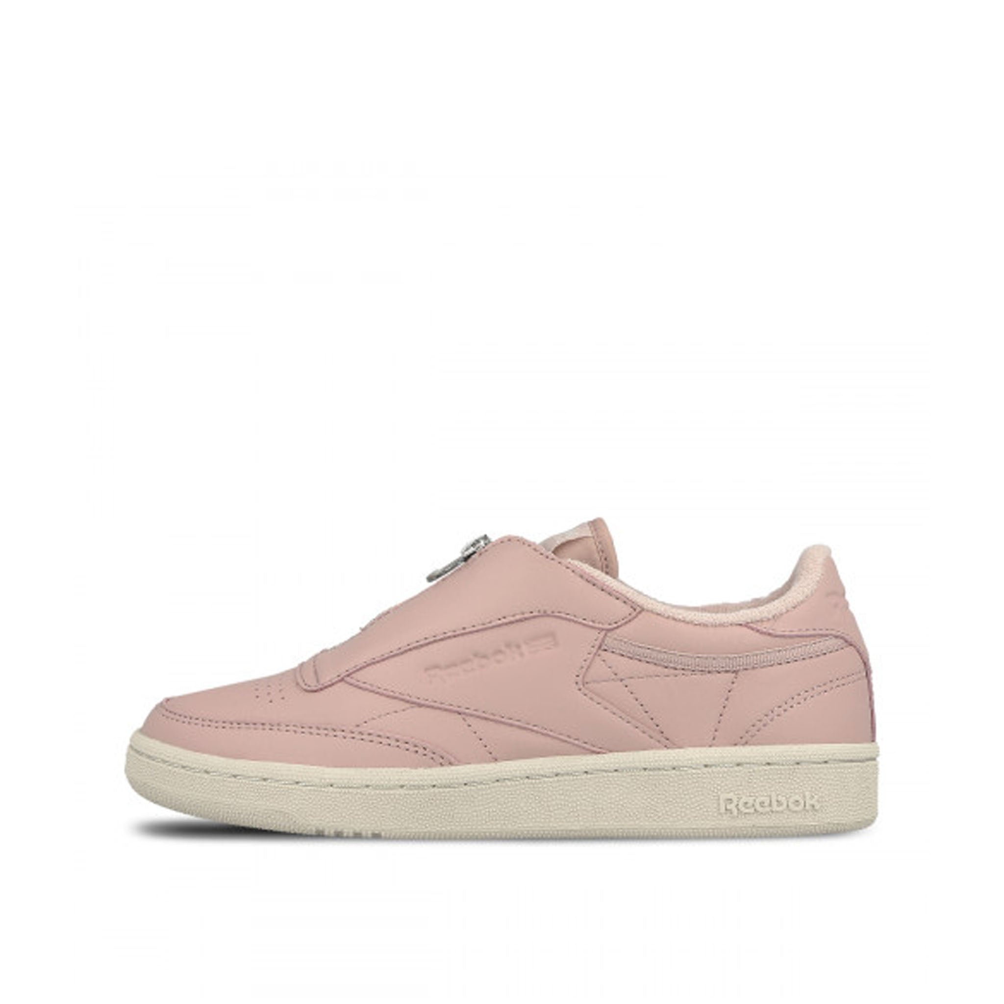 Reebok Club C38 Zip Slip-On Pink Smooth Leather Womens Trainers BS6606