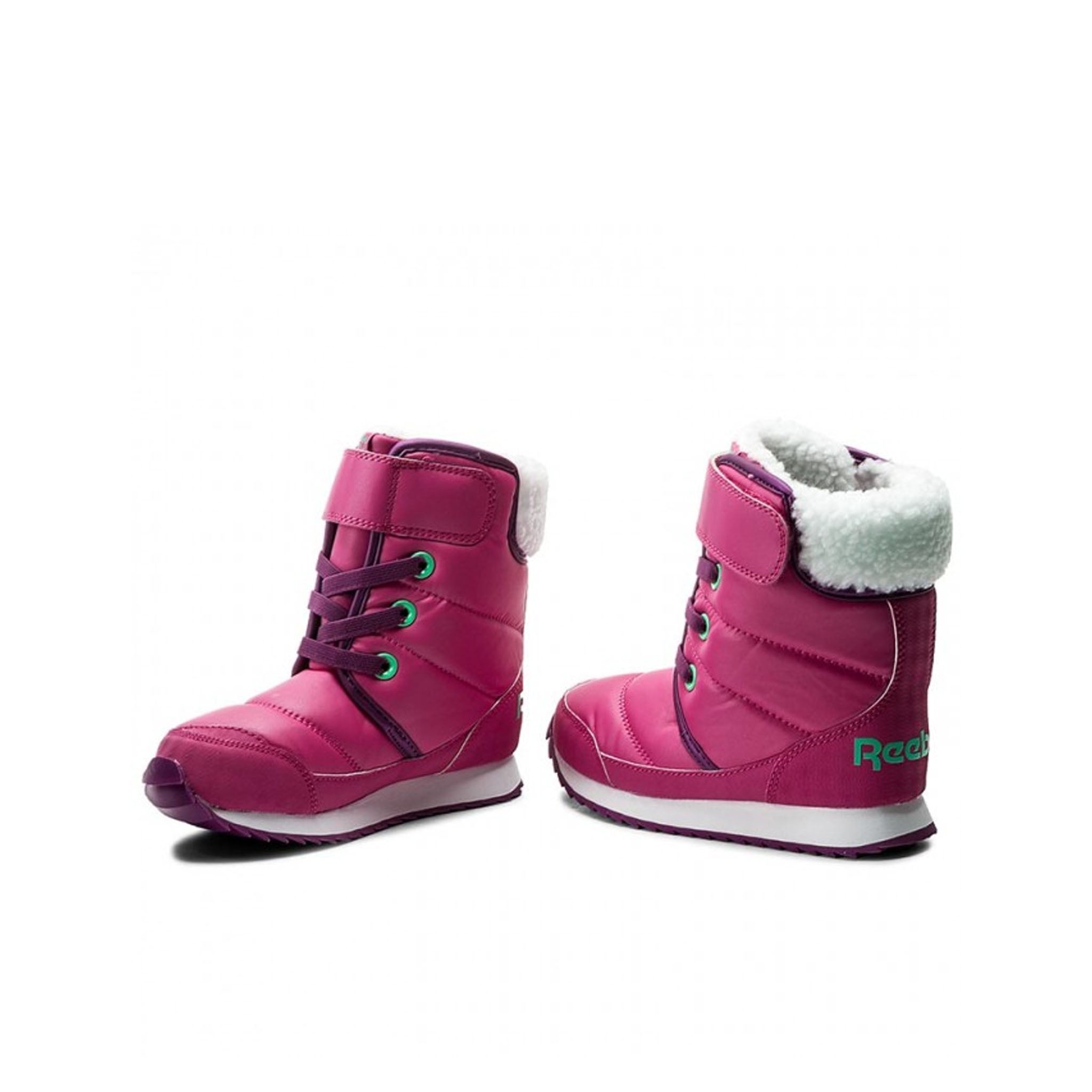 Reebok Snow Prime Lace-Up Pink Smooth Leather Girls Boots BS7779