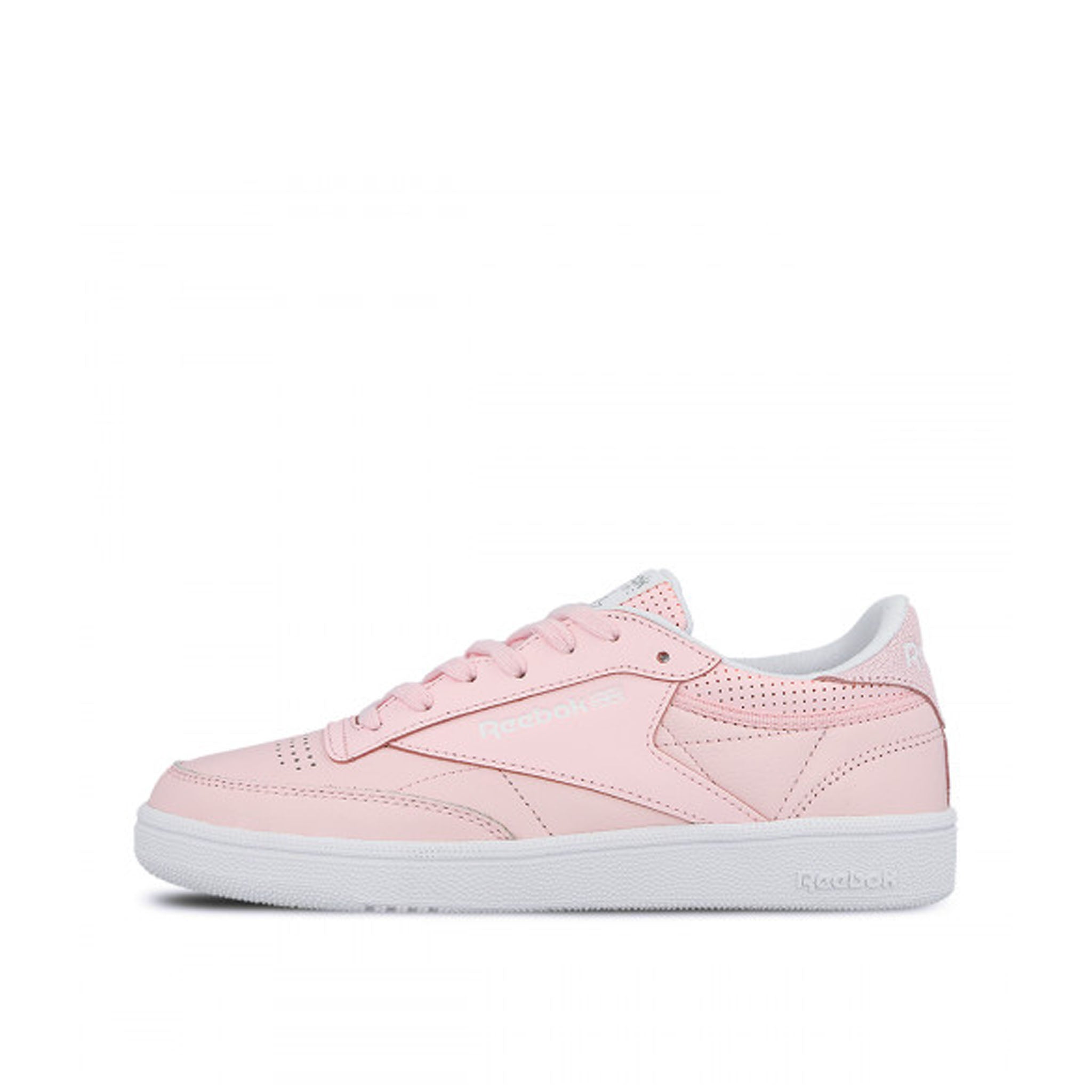 Reebok Club C85 FBT Lace-Up Pink Smooth Leather Womens Trainers BS8134