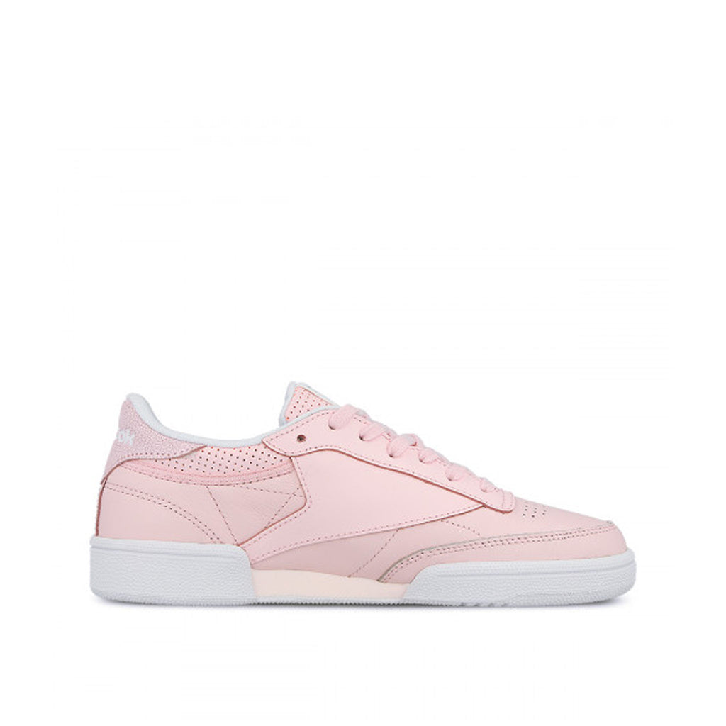 Reebok Club C85 FBT Lace-Up Pink Smooth Leather Womens Trainers BS8134