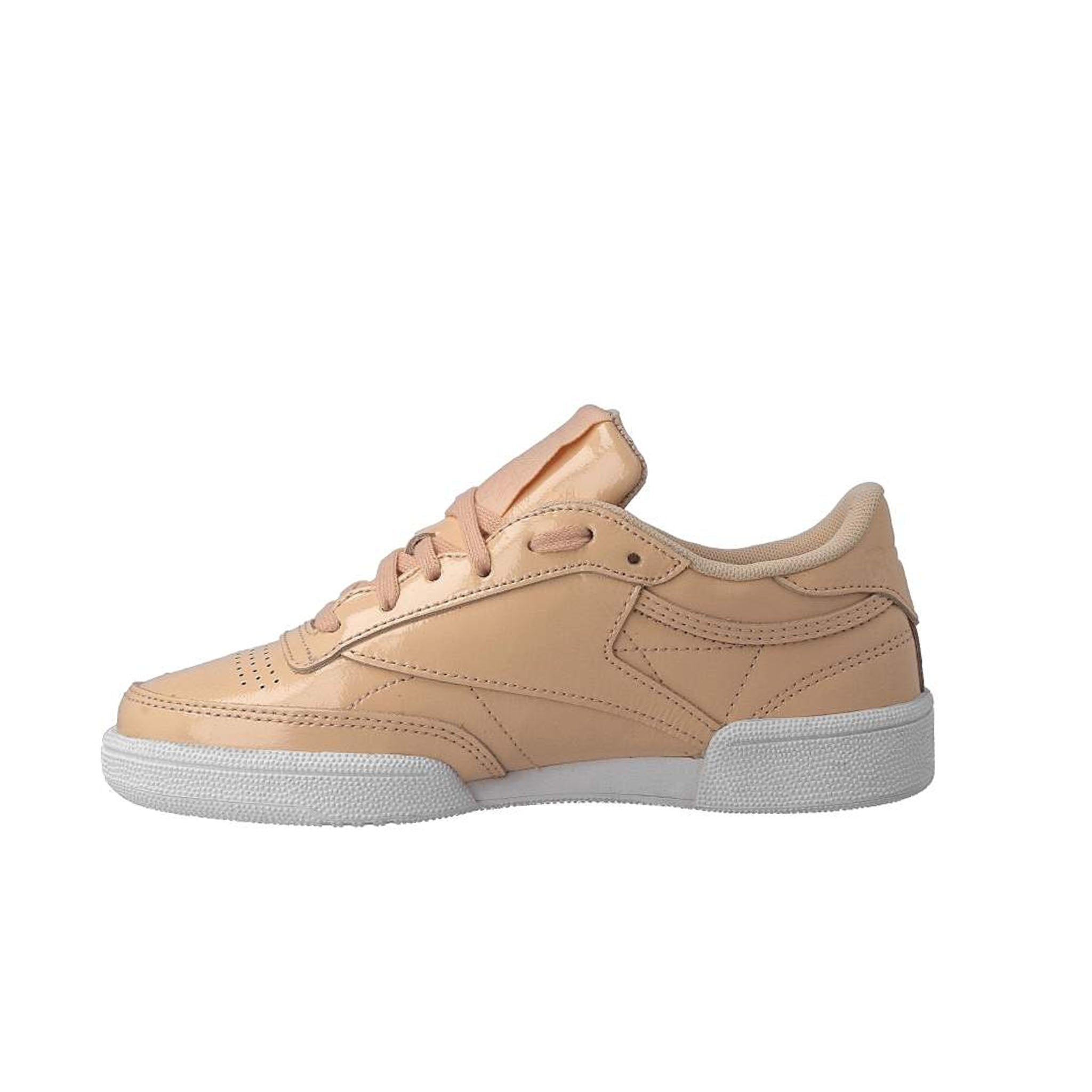 Reebok Club C85 Patent Lace-Up Pink Smooth Leather Womens Trainers BS9778