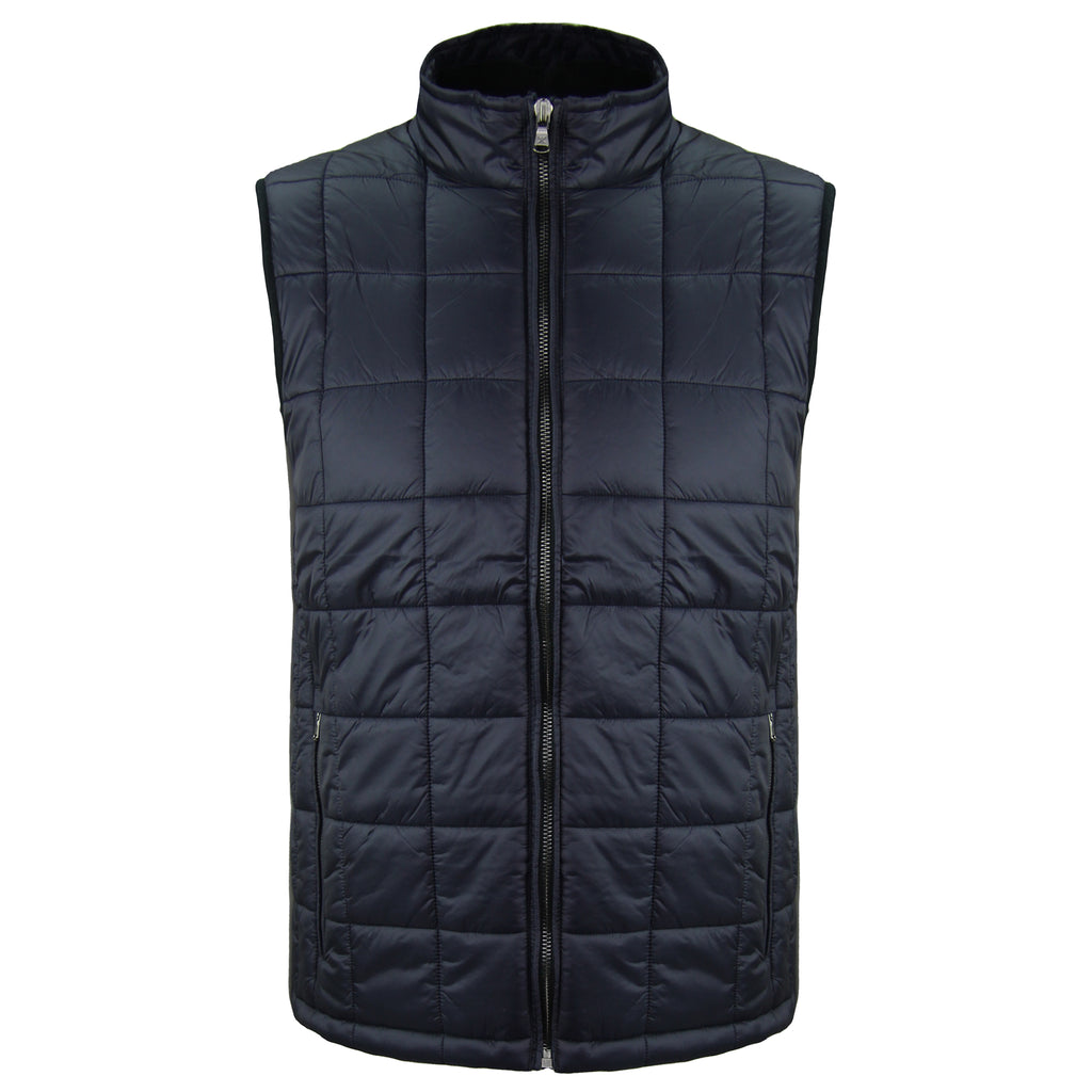 Hackett London Classic Knitted Back Sleeveless Zip Up Navy Mens Gilet HM402023 595