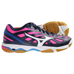 Mizuno Indoor Wave Hurricane 3 Womens Navy/Pink Volleyball Shoes