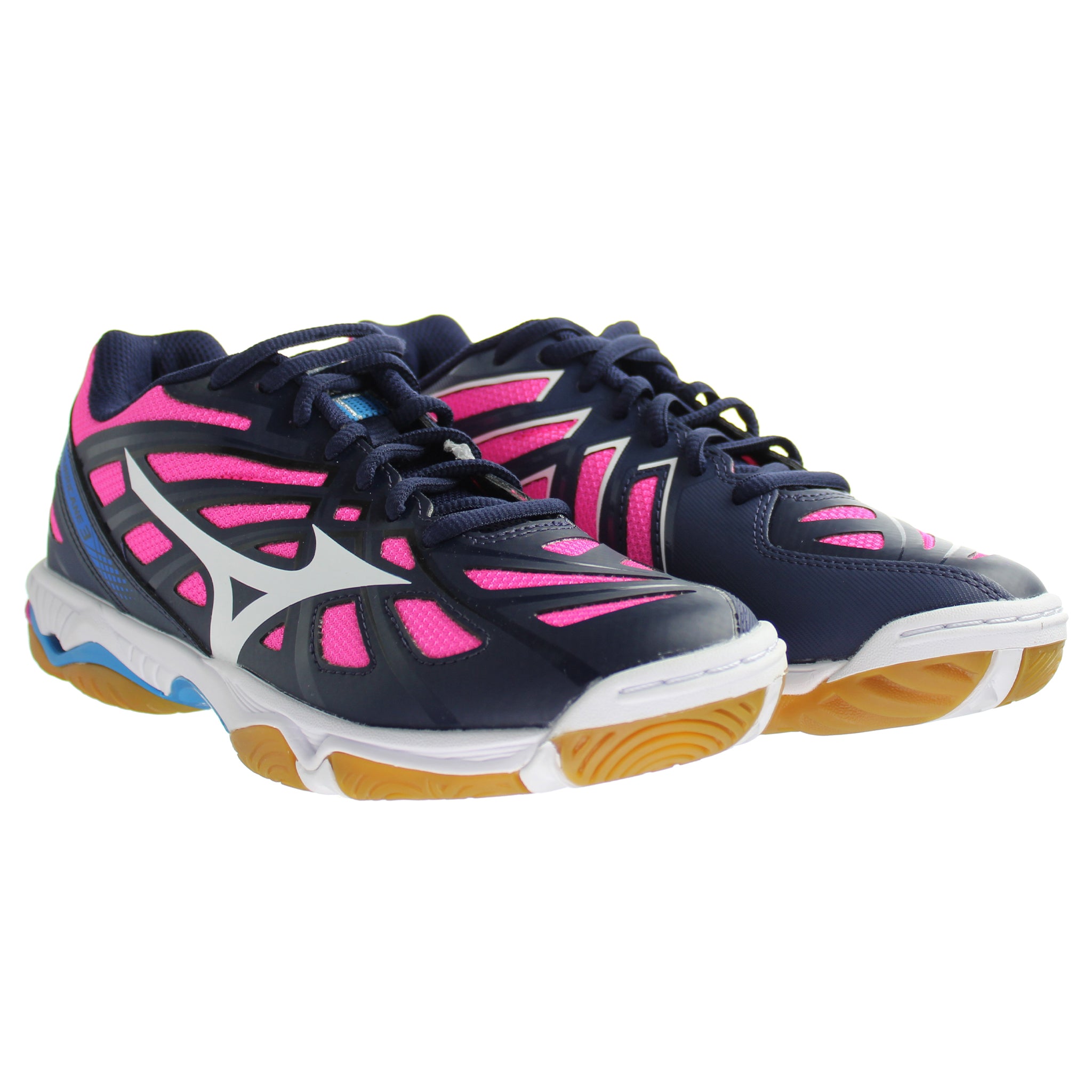 Mizuno Indoor Wave Hurricane 3 Womens Navy/Pink Volleyball Shoes