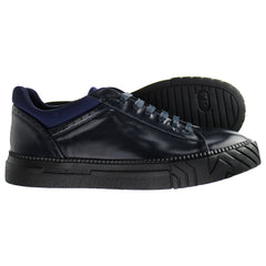 Emporio Armani Night Smooth Leather Blue Mens Trainers