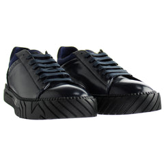 Emporio Armani Night Smooth Leather Blue Mens Trainers