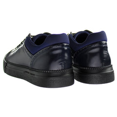 Emporio Armani Night Smooth Leather Blue Mens Trainers